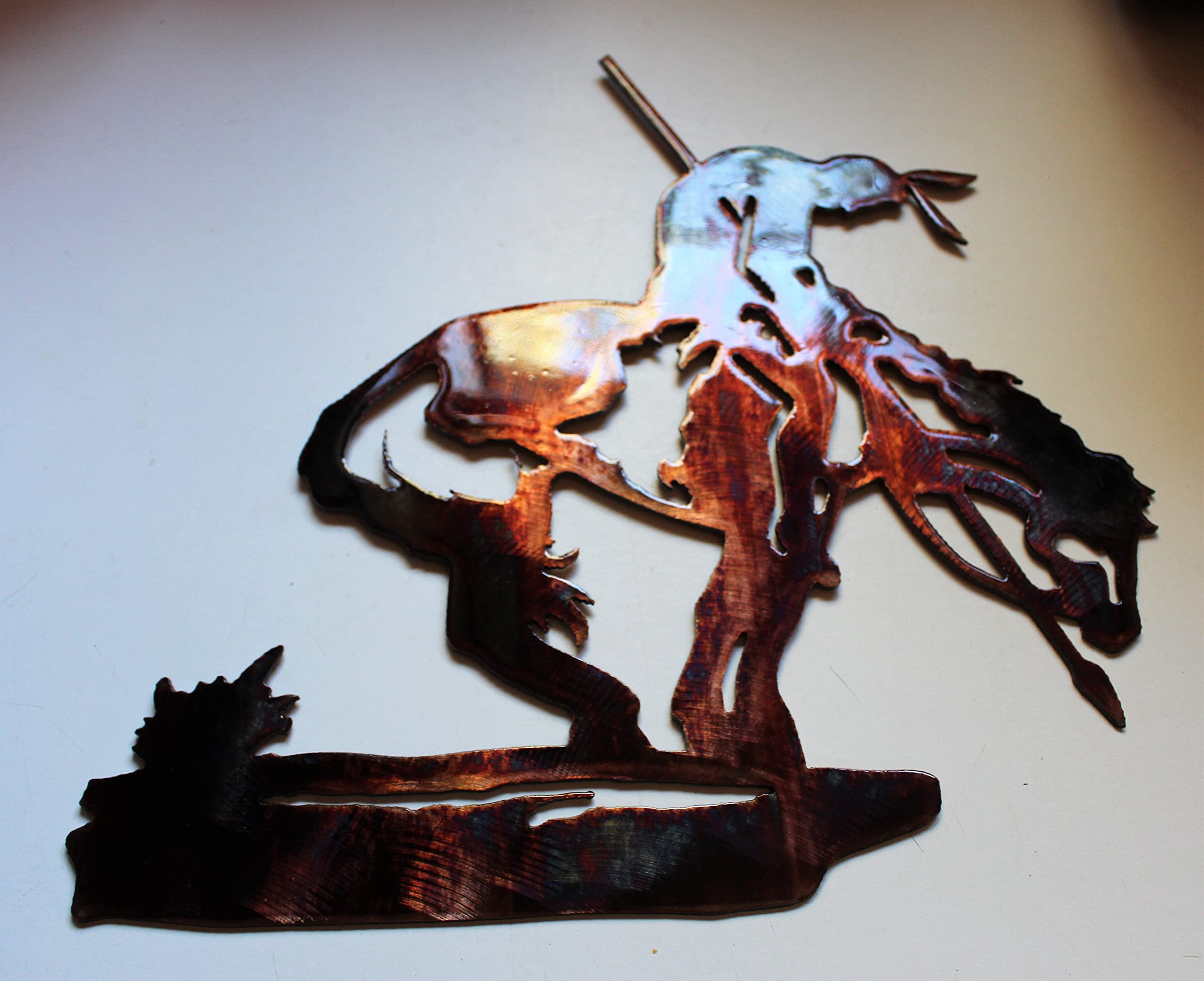 End of Trail metal wall art accent with backside hanger