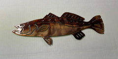 Compact speckled trout metal wall art decor 11 1/2 x 5 inches
