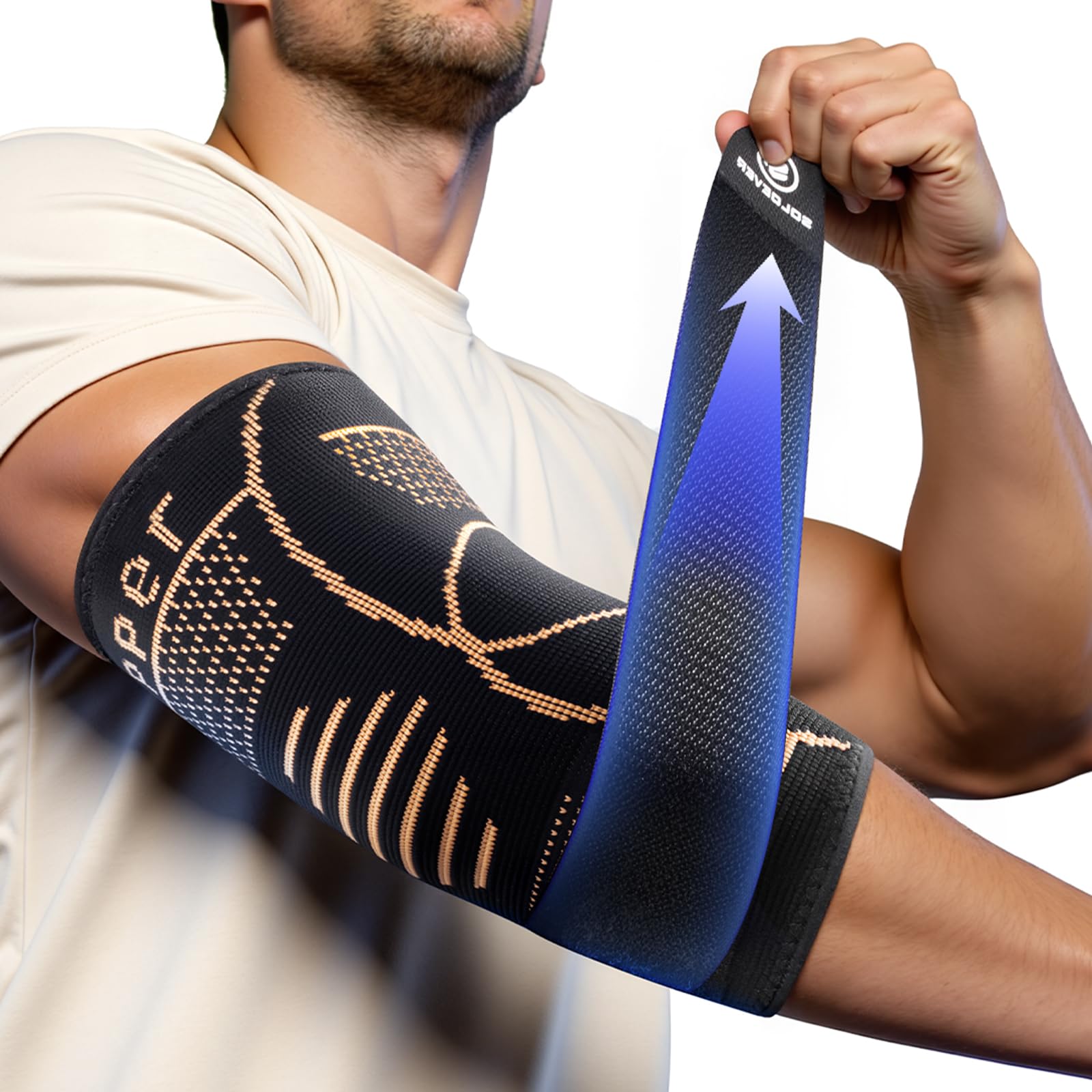 Copper Elbow Compression Sleeve with Adjustable Strap black X-Large product image