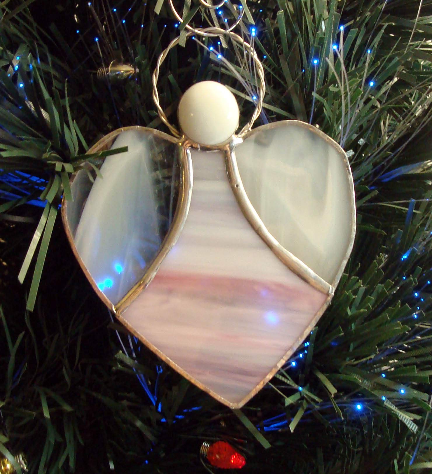 Copper halo soldered angel sun catcher detail