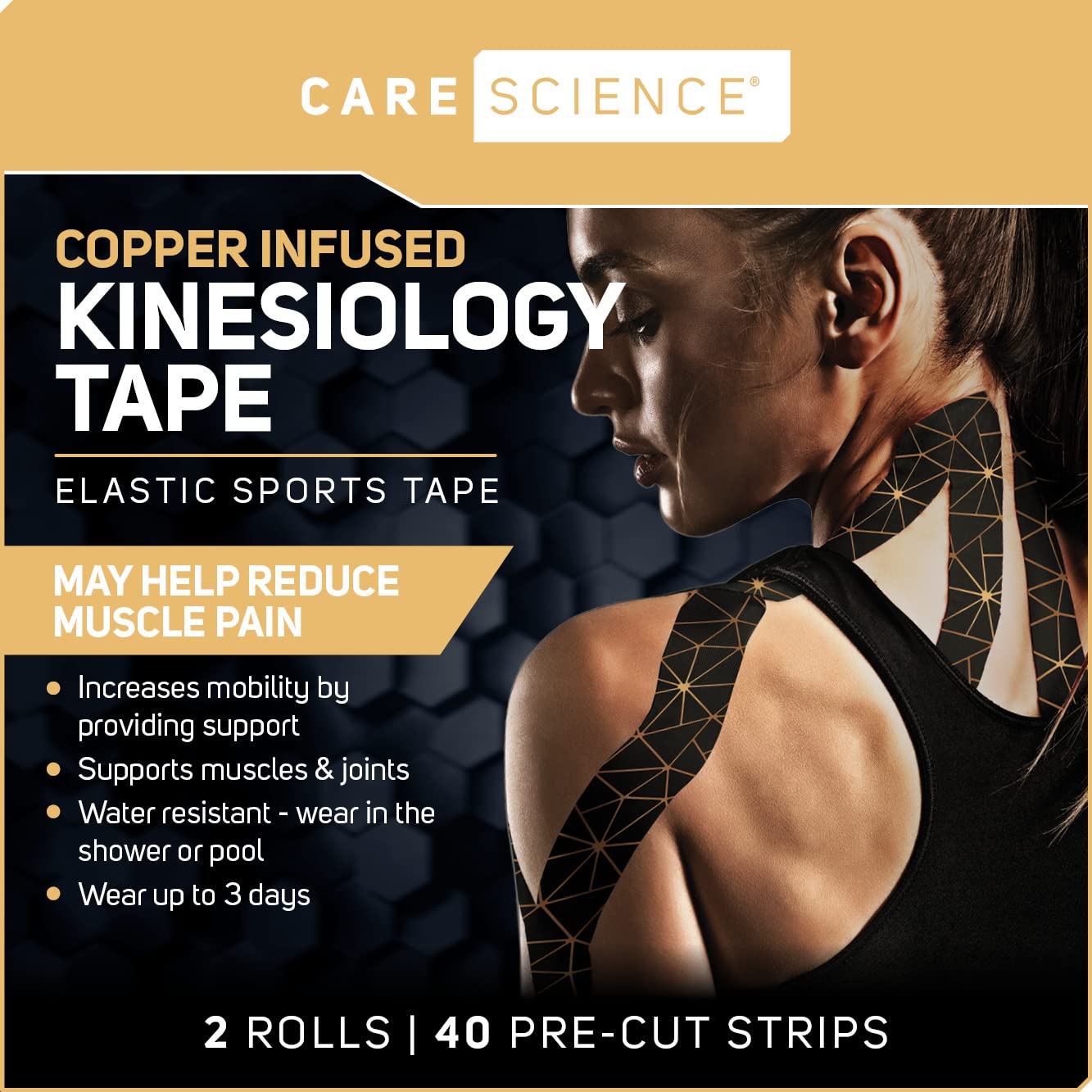 Copper infused kinesiology tape precut strips 2x10 inches