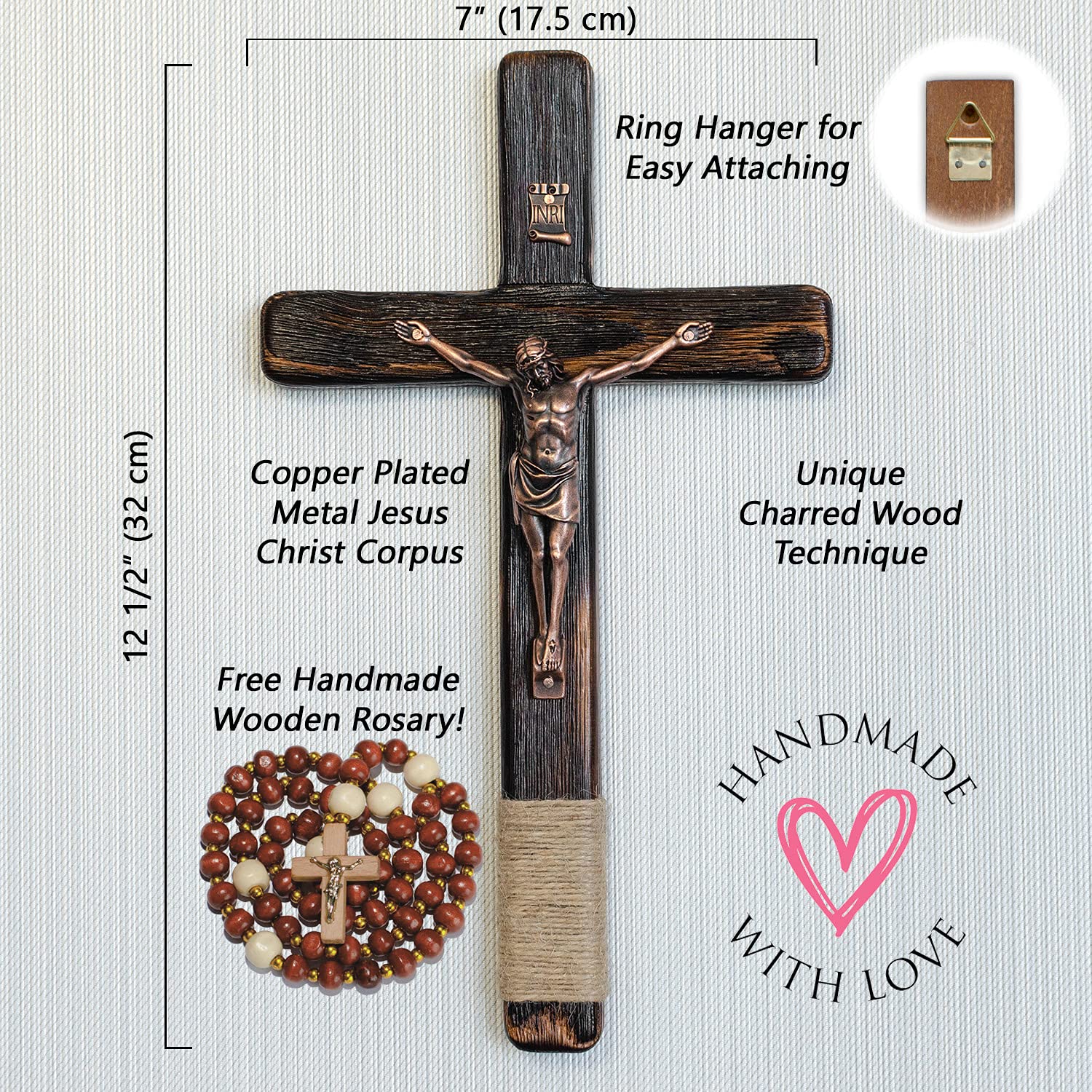 Cross measures 12 inches long and 7 inches wide