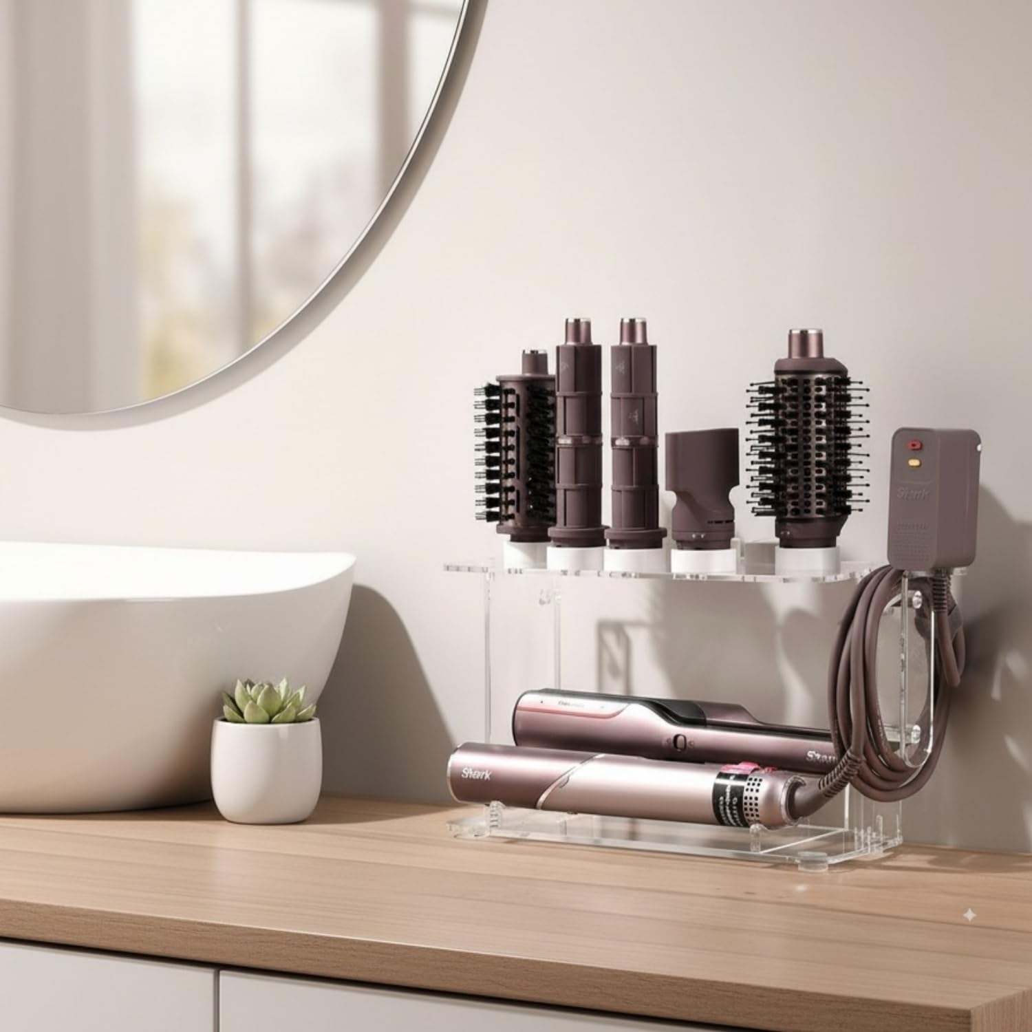 Minimalist crystal clear design for makeup table or vanity