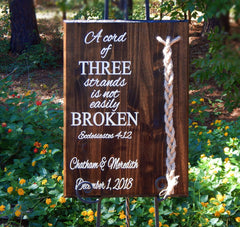 Cord three strands wood sign for wedding decor