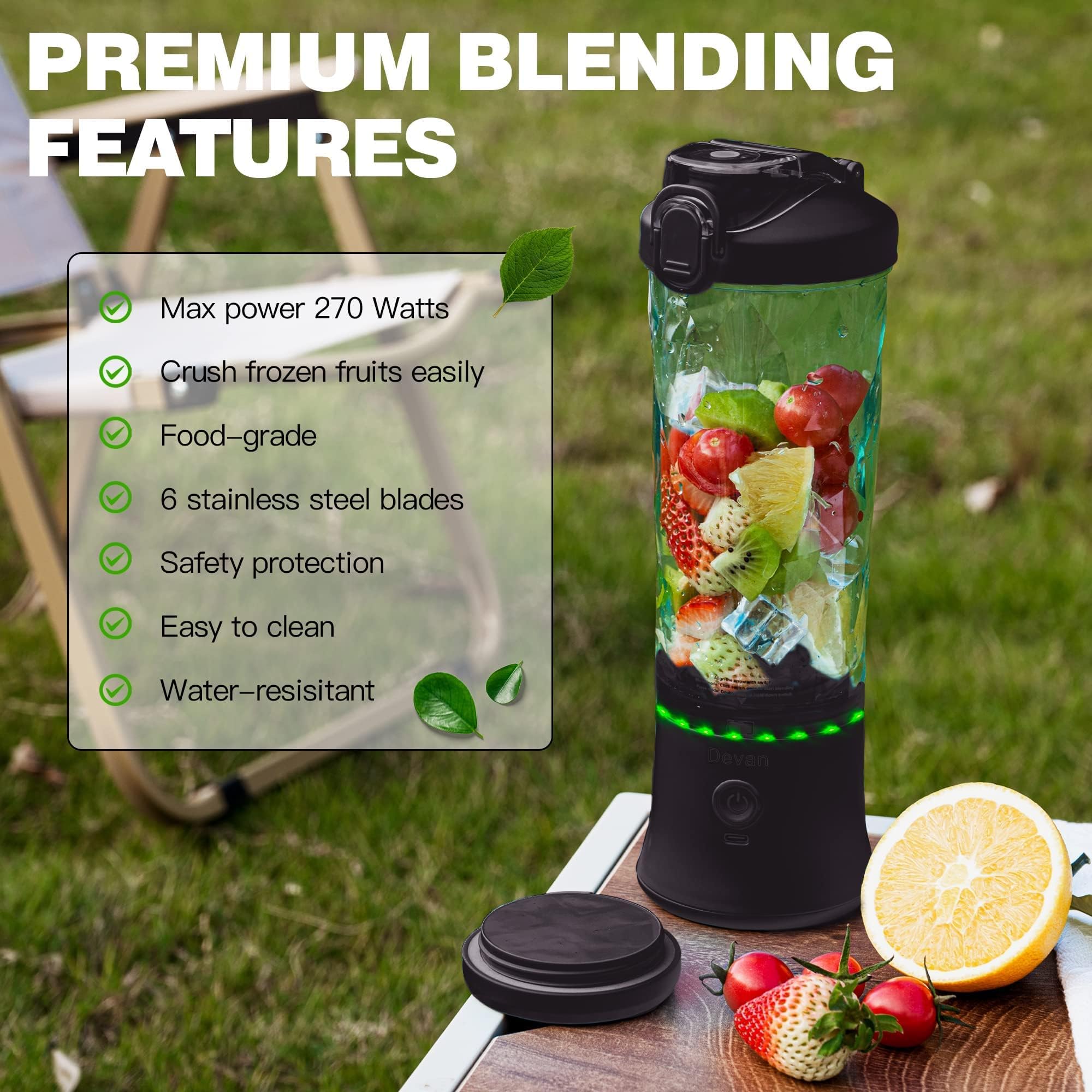 Cordless blender designed for gym and travel with travel lid