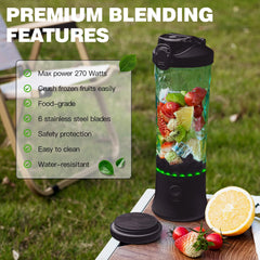 Cordless blender designed for gym and travel with travel lid