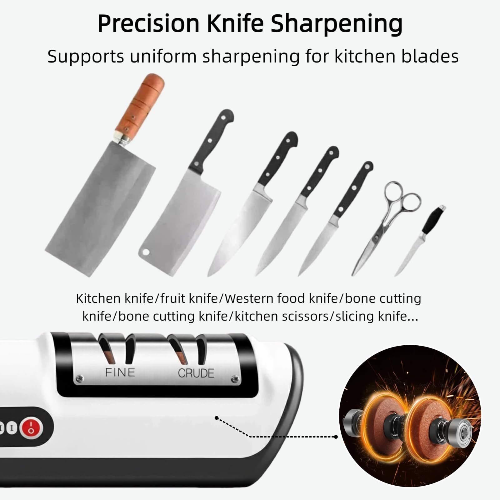 Cordless rechargeable sharpener with built-in cable storage