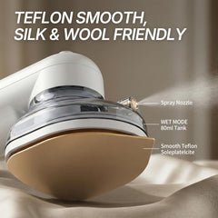 Cordless spray iron with precision tip close up