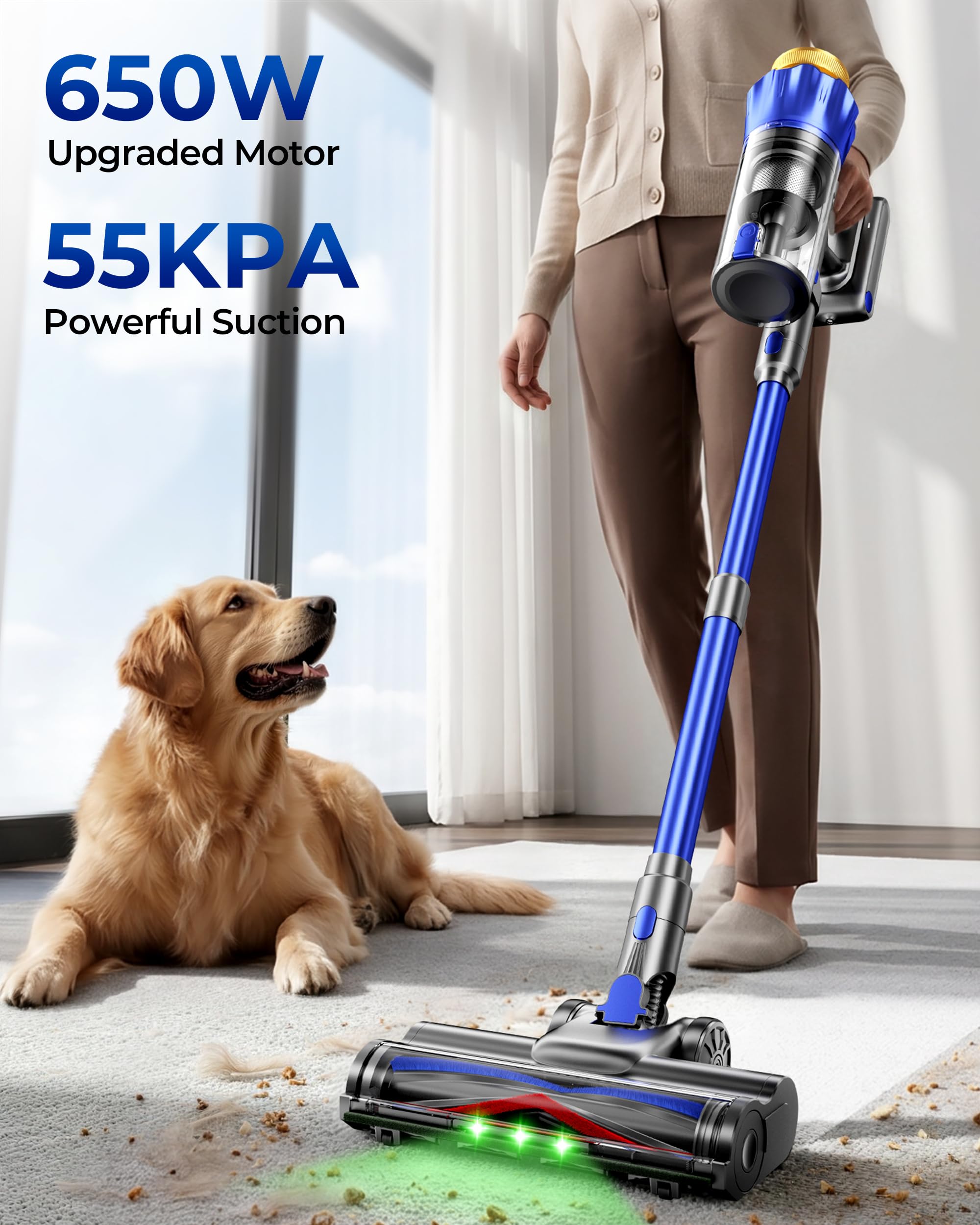 cordless stick vacuum 70mins runtime in action