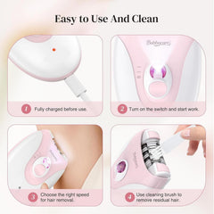 Cordless USB rechargeable epilator with charging cable