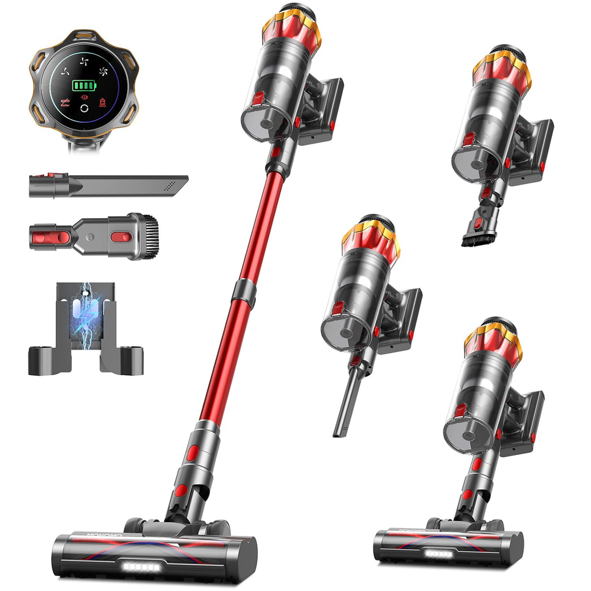 Cordless Vacuum Cleaner red color front view