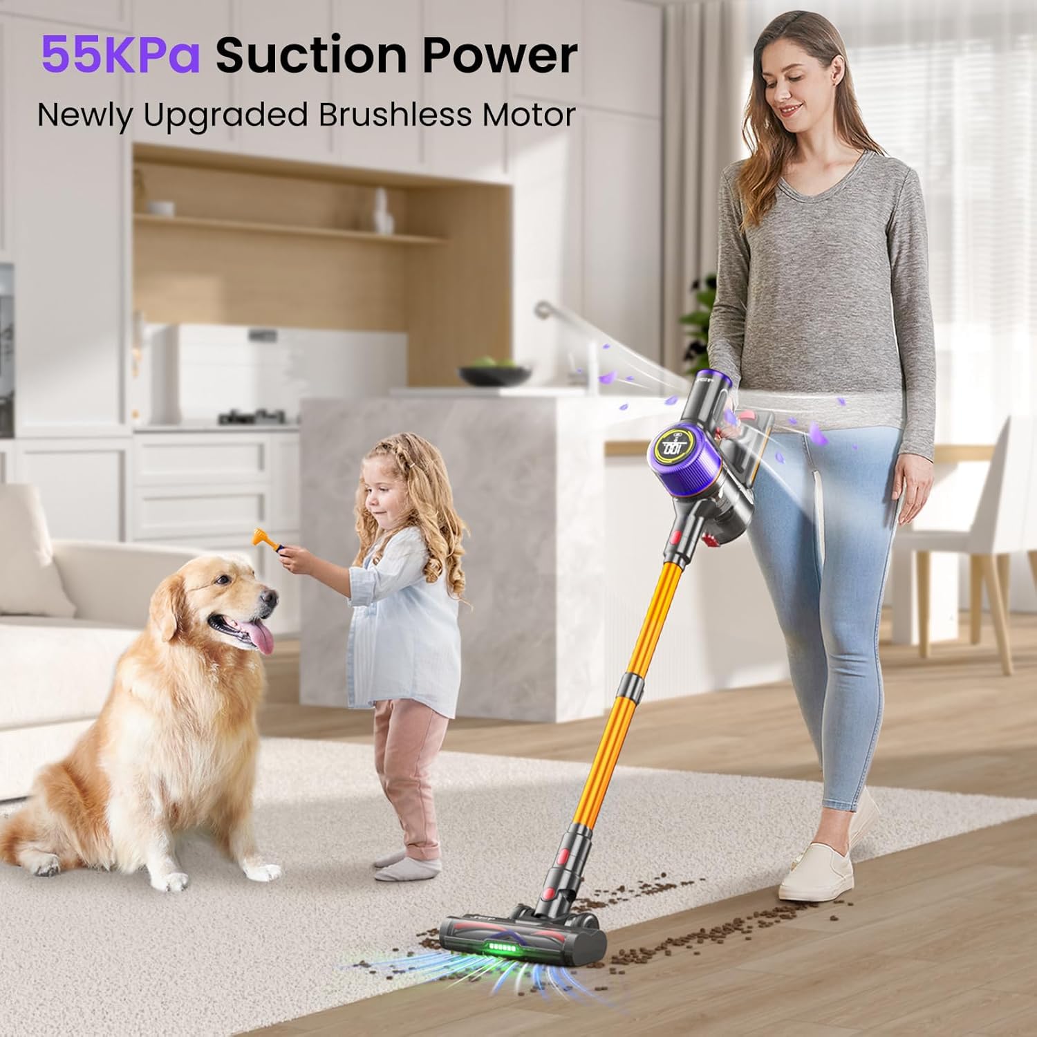 1.5 L dust container on cordless vacuum cleaner