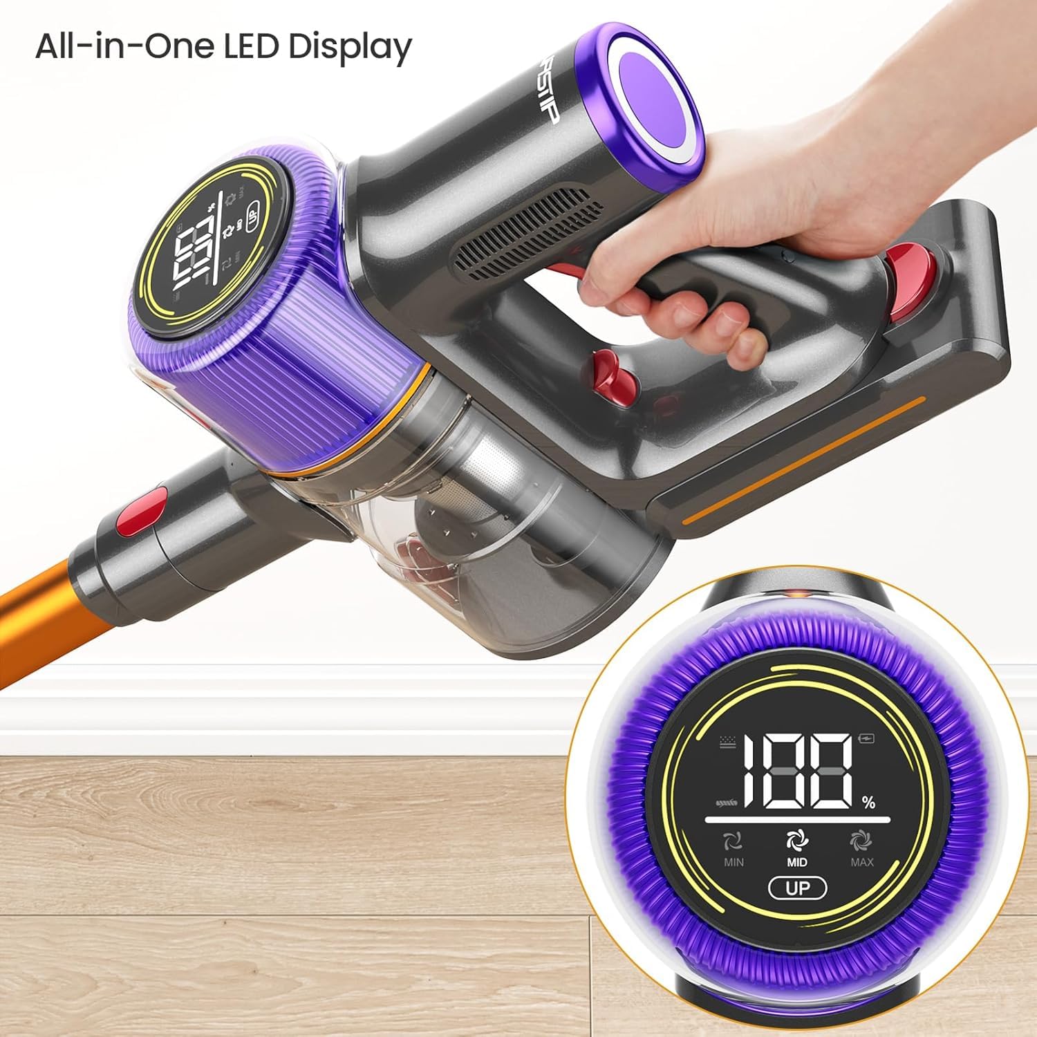 270 degree rotating head V-brush anti-tangle feature