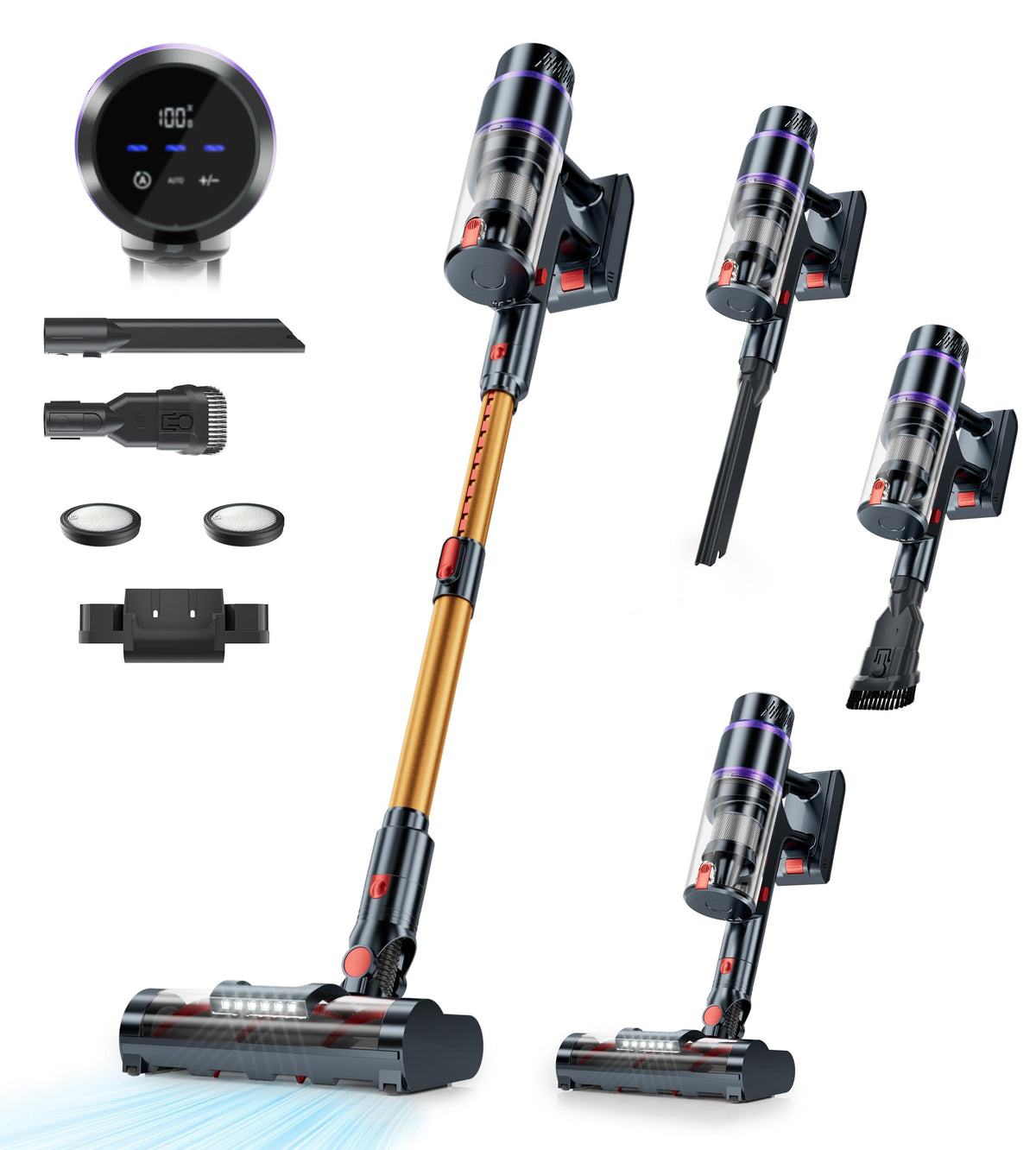 Cordless Vacuum Cleaner with 50KPa suction display