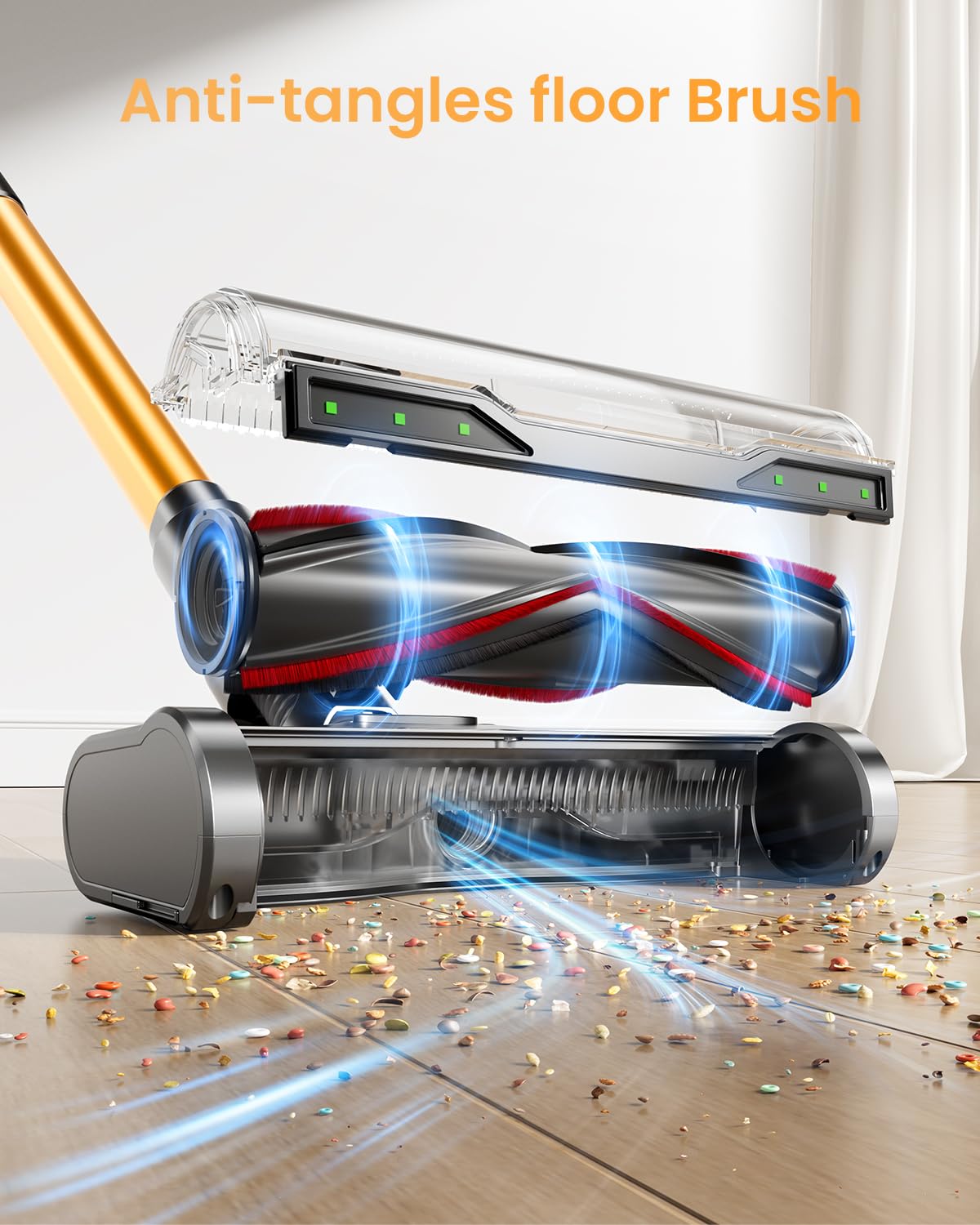 Self standing cordless vacuum with LED display