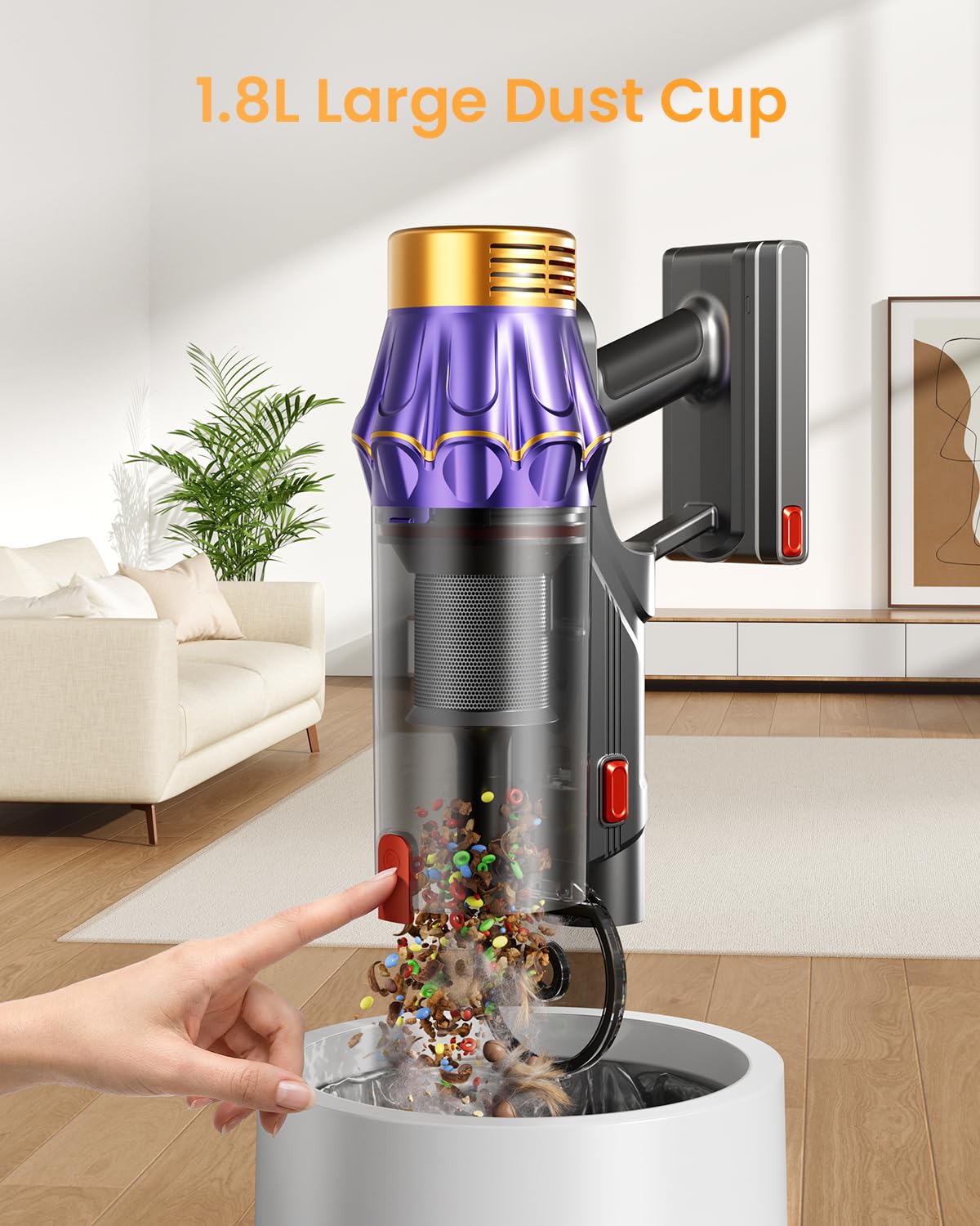 Smart LED display shows status while cleaning