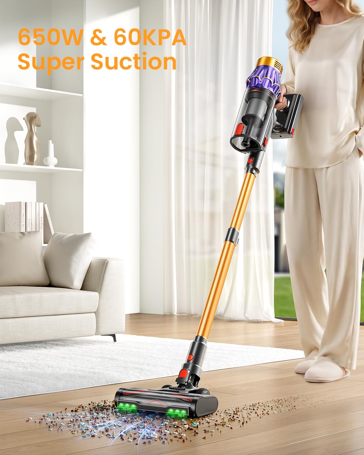 Cordless Vacuum Cleaner 70 minutes runtime with removable battery