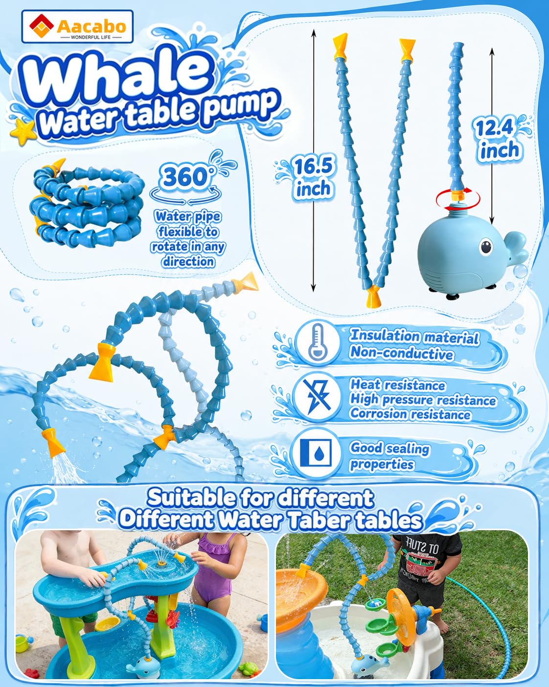 Suction cup bottom secures pump on water table