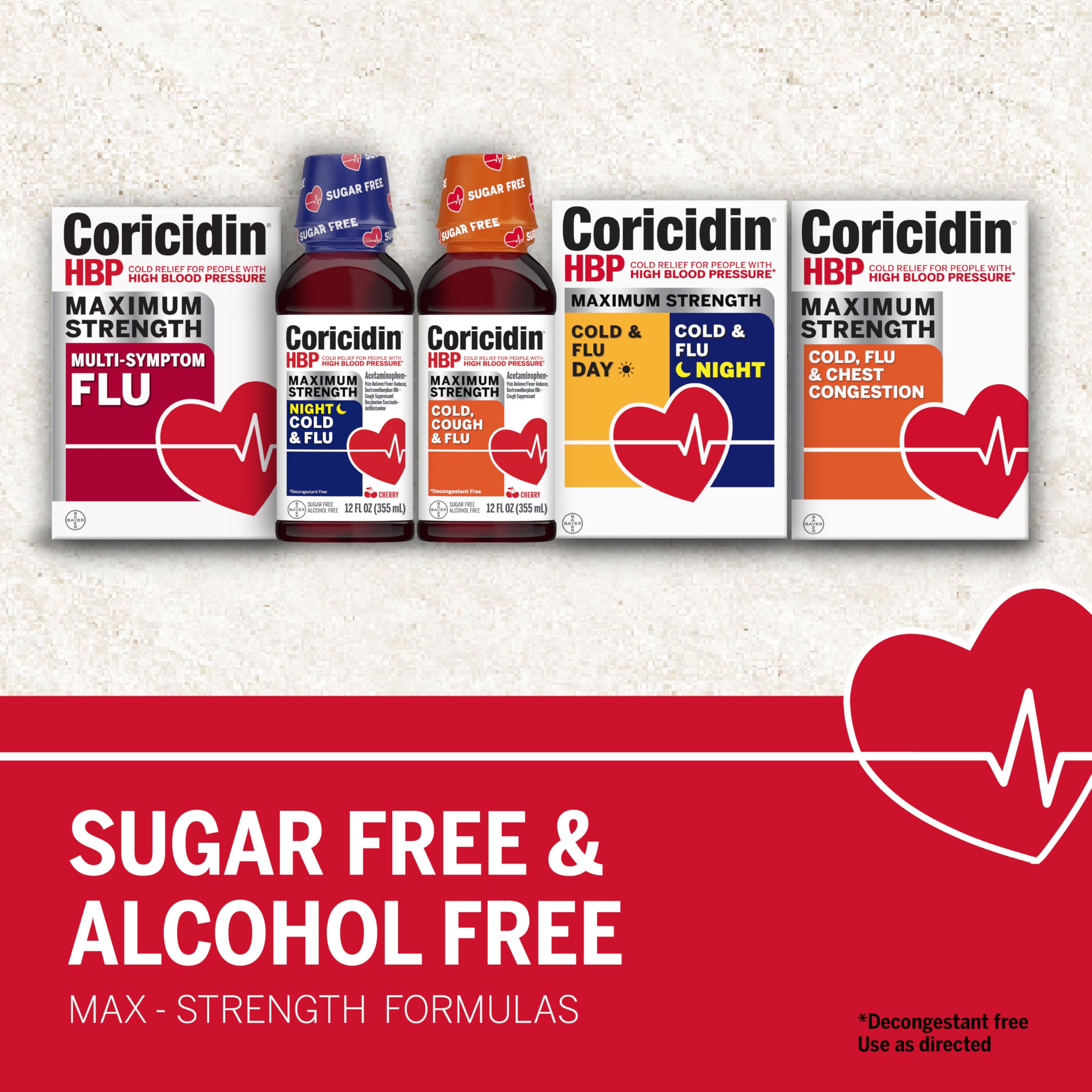 Nighttime relief Coricidin HBP liquid gel bottle close-up