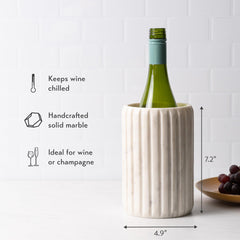 Cork & Mill Marble Wine Chiller for champagne on outdoor patio