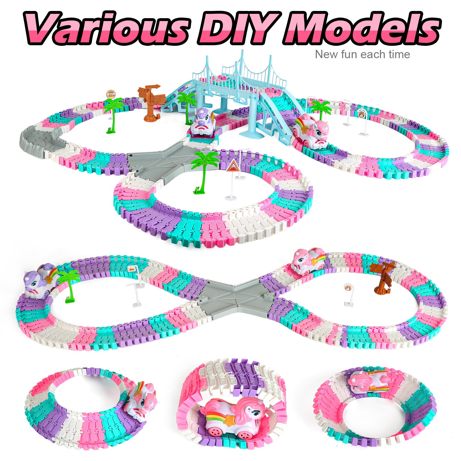Hanging bridges and glowing sticker sheet for glow in the dark play