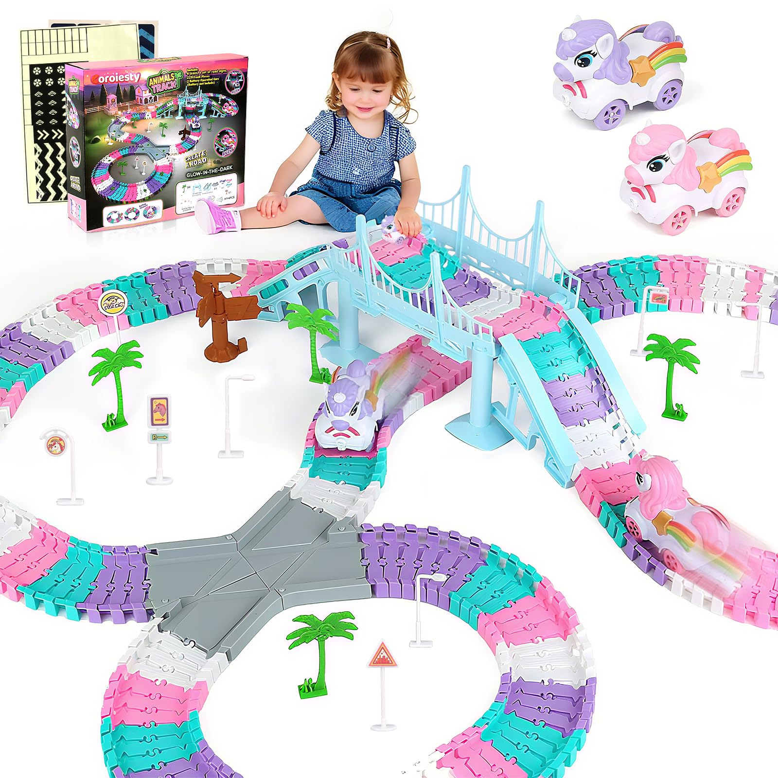 Coroiesty 268 PCS Unicorn Race Tracks components set