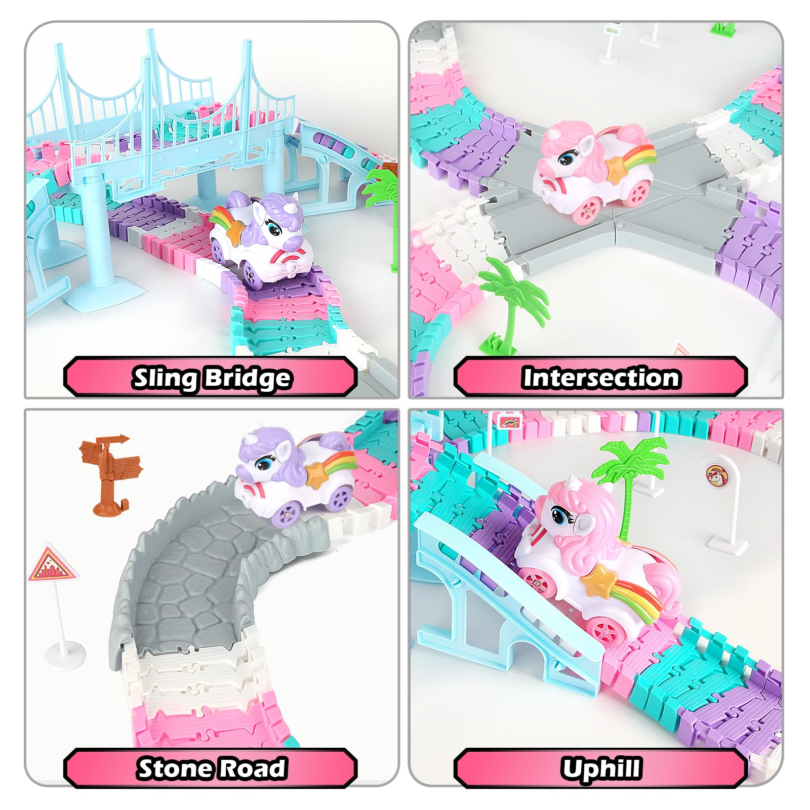 Gift box packaging for unicorn race track set