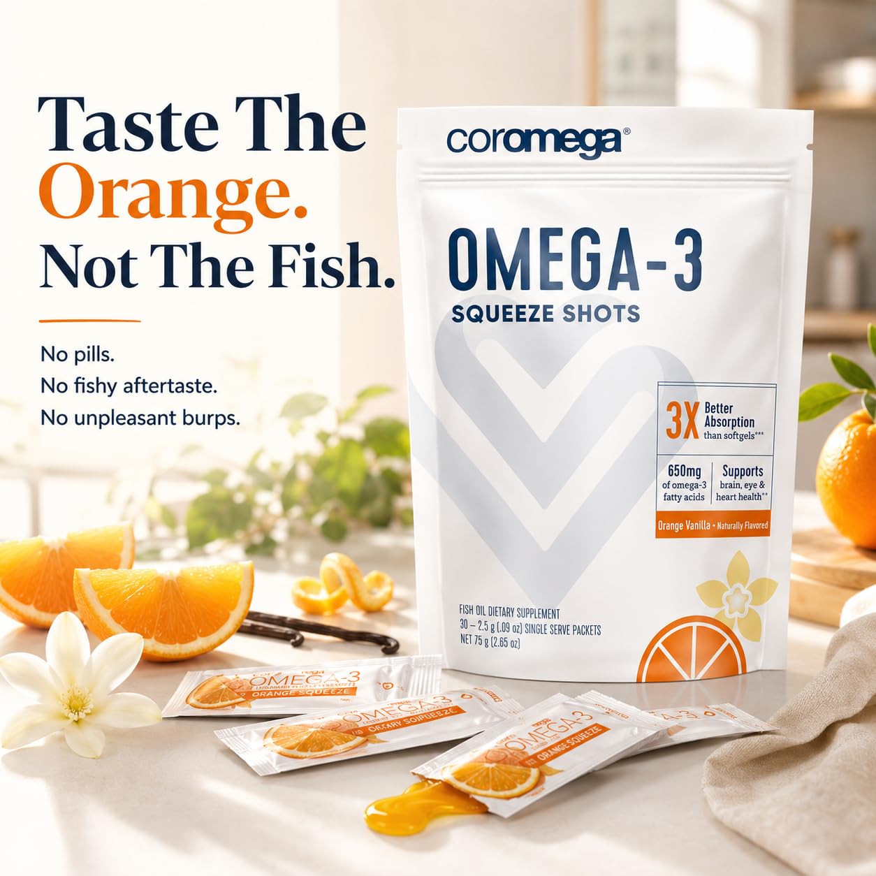 650mg omega-3 fatty acids per packet