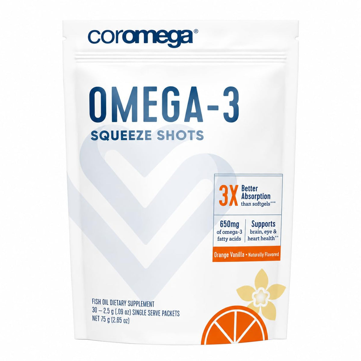 Coromega Omega 3 Fish Oil Supplement squeeze packet