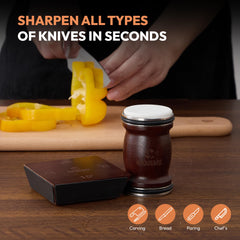 COSLIPS sharpener 15 degree guide in use