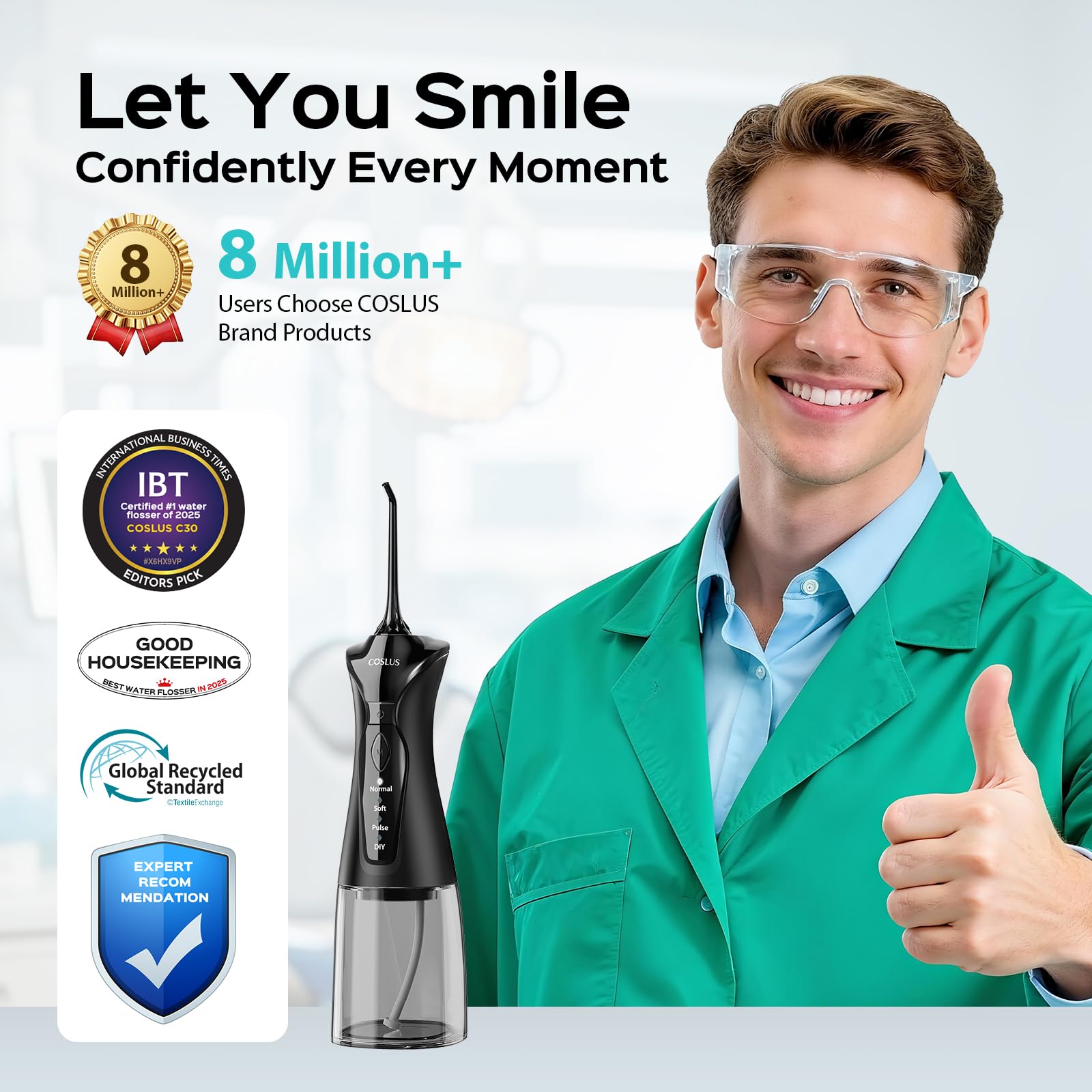 COSLUS C30 cordless flosser side angle