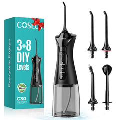 COSLUS C30 water dental flosser black front view