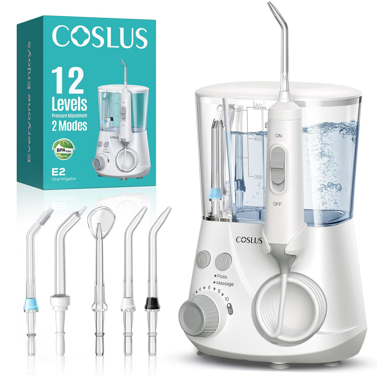COSLUS E2 water flosser white compact design