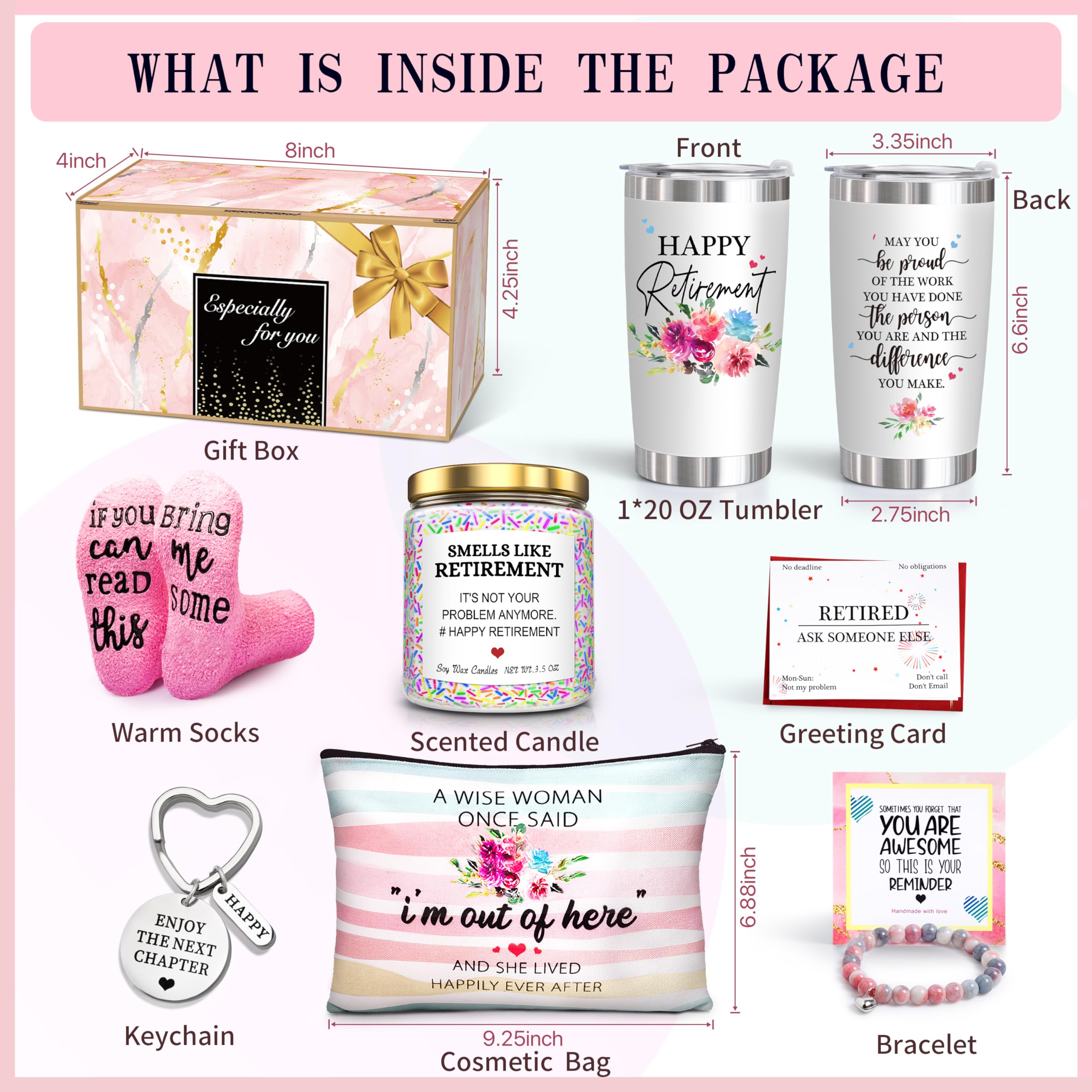 Gifts card and gift box included in retirement gifts set