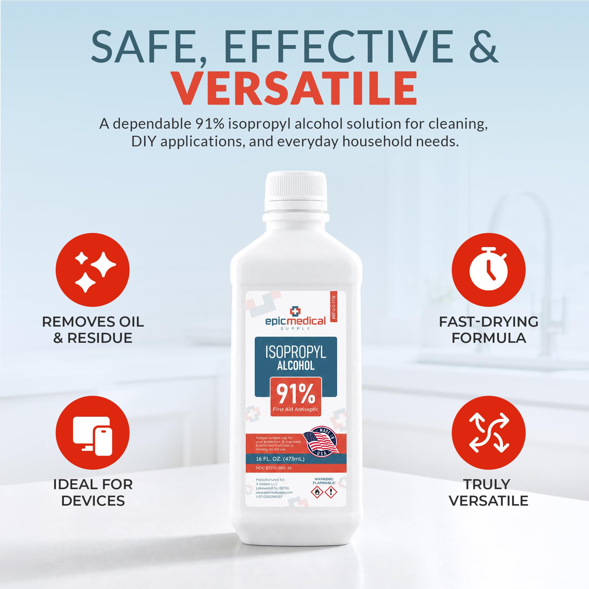 Rubbing alcohol for nails and surfaces