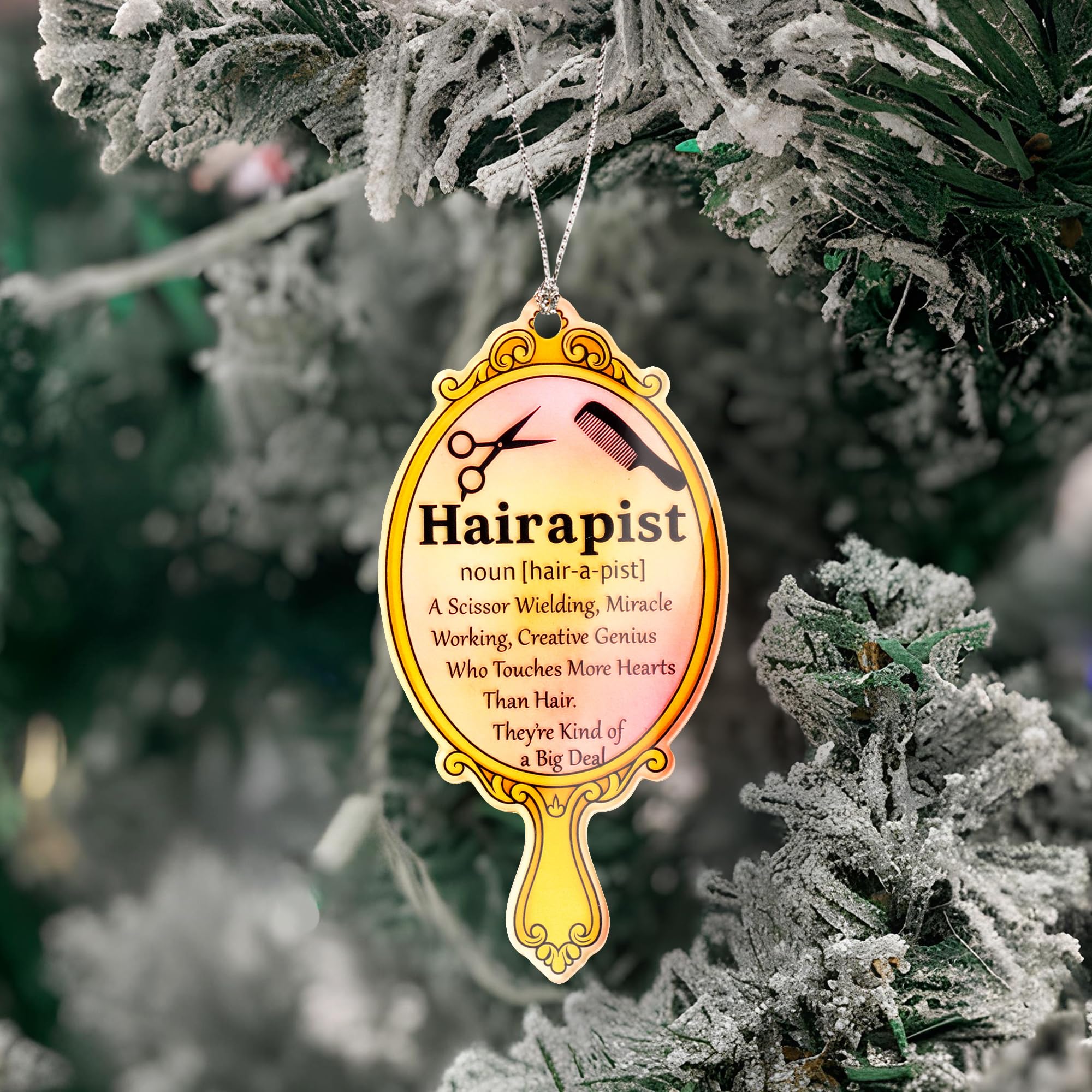 Cosmetology student ornament suitable for tree or window