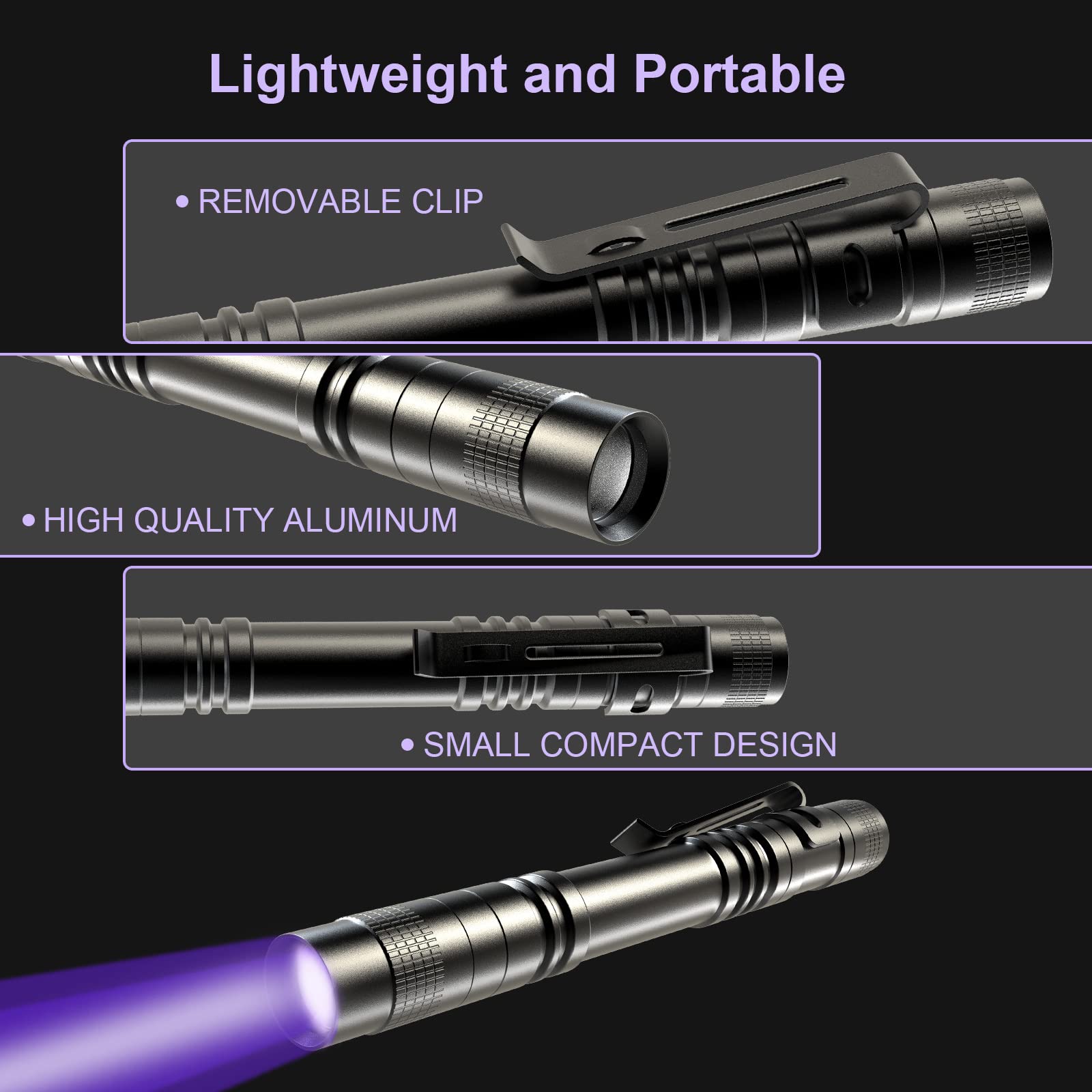 COSOOS two pack UV flashlights powered by 2 AAA batteries not included