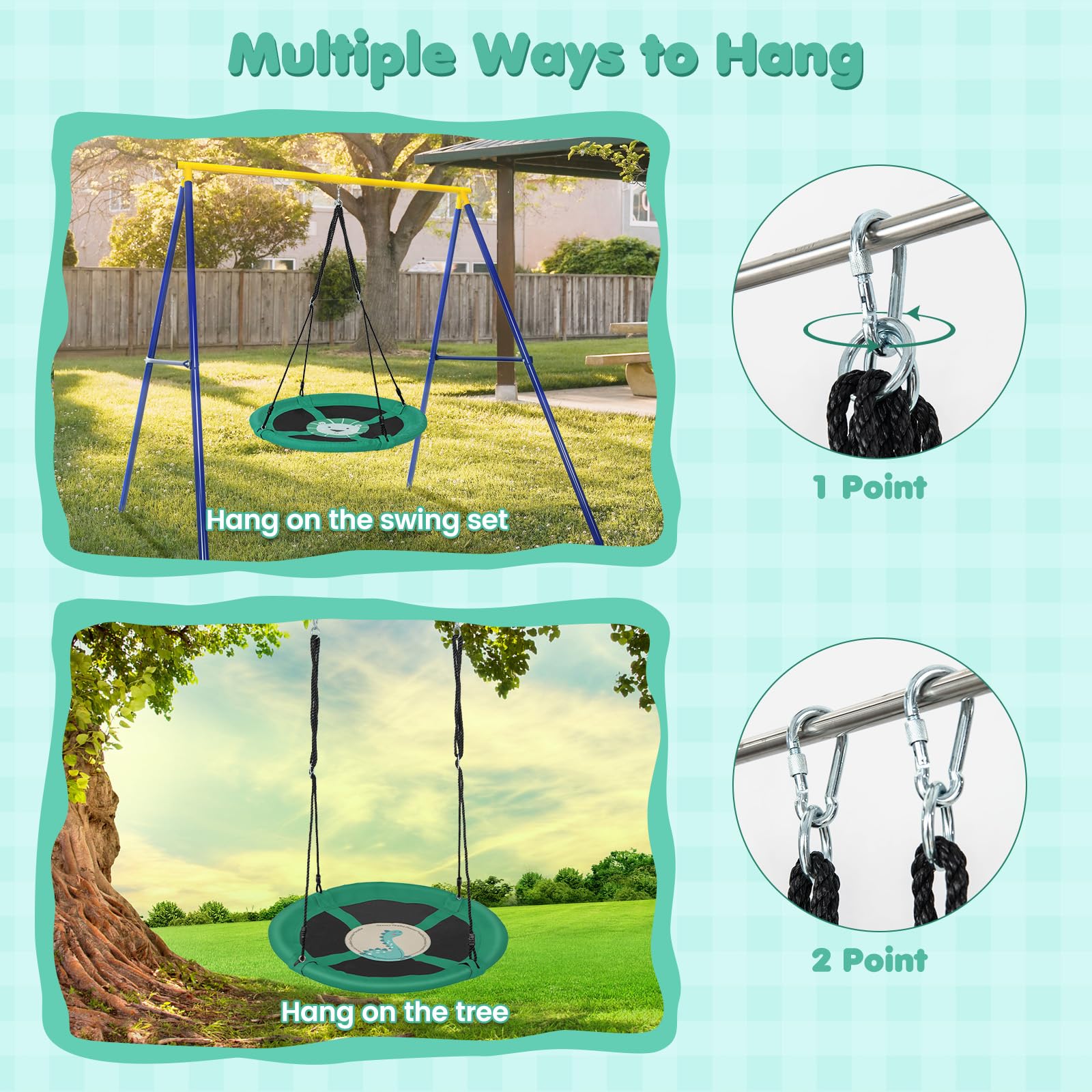 Outdoor and indoor use saucer swing