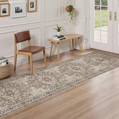 entryway vintage cotiled hallway runner rug brown