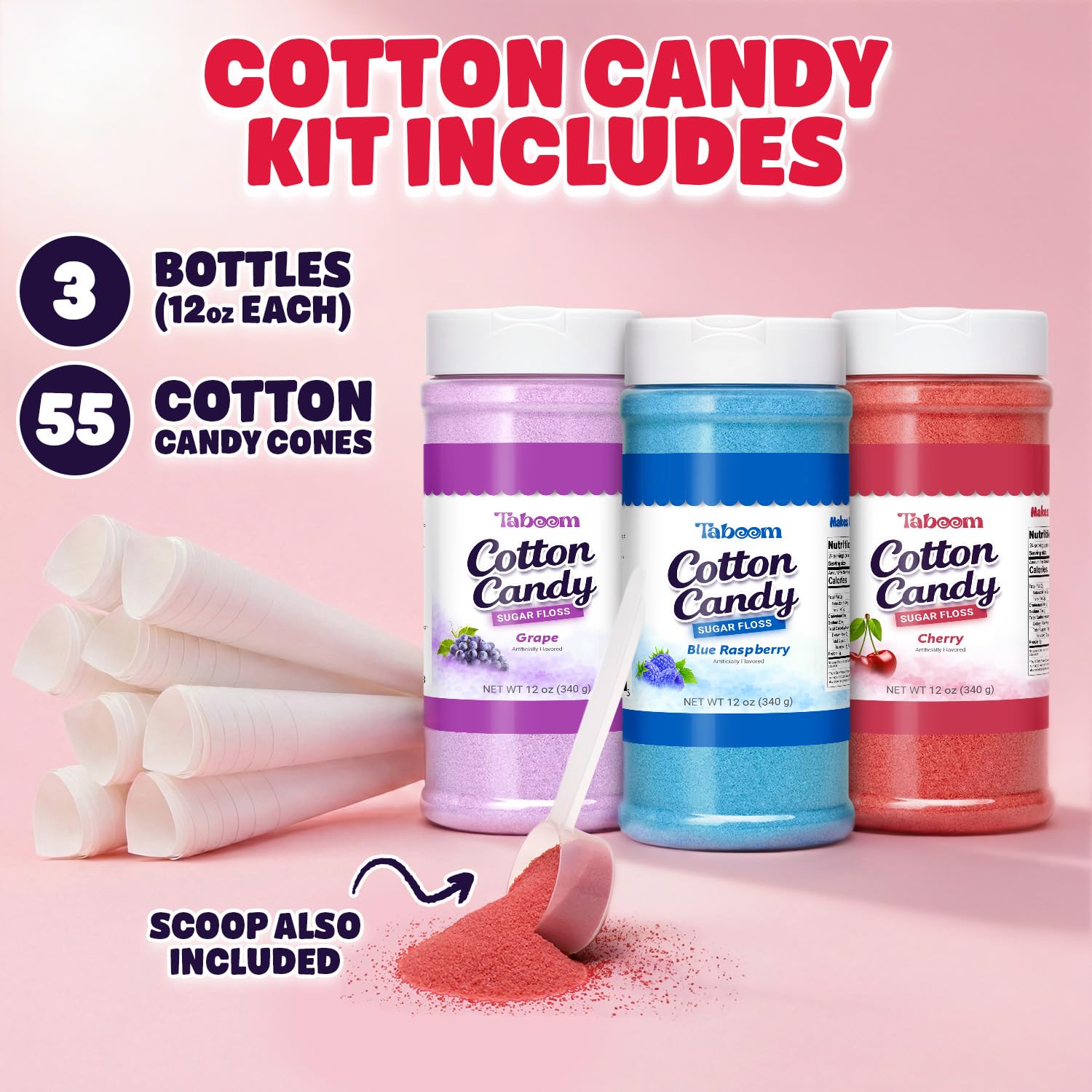 Kit compatible with home and commercial cotton candy machines