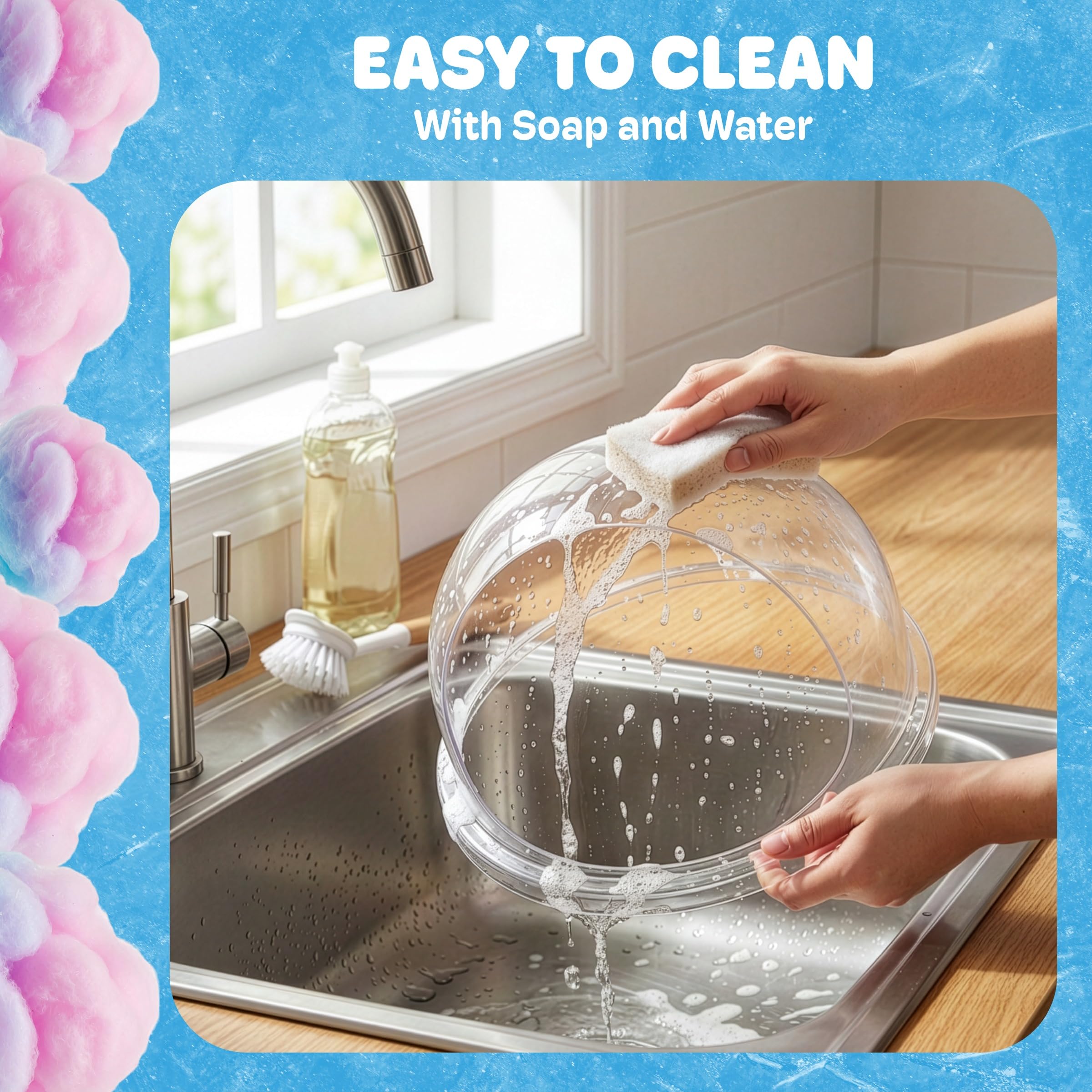 Dome dimensions 21x21x14.25 inches for cotton candy maker