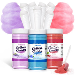 Cotton Candy Sugar Floss Variety Pack with Grape Blue Raspberry Cherry flavors