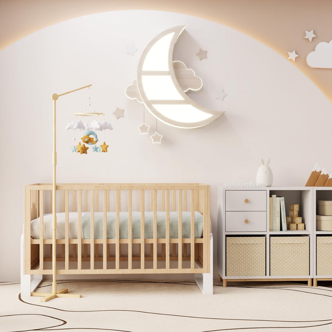 Easy to hang and adjust from crib mobile arm or hook