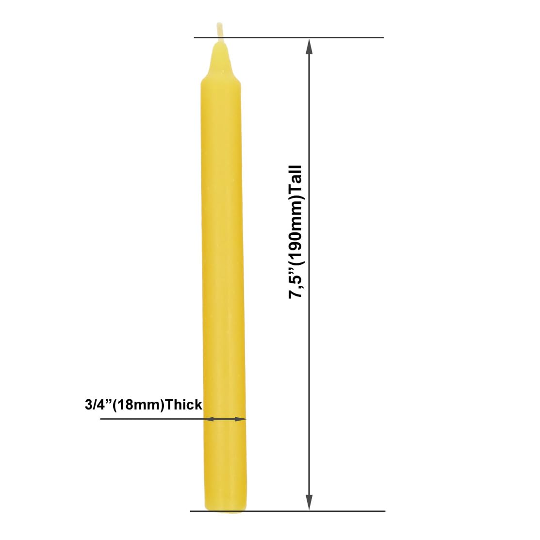 No lead or metal beeswax taper candle