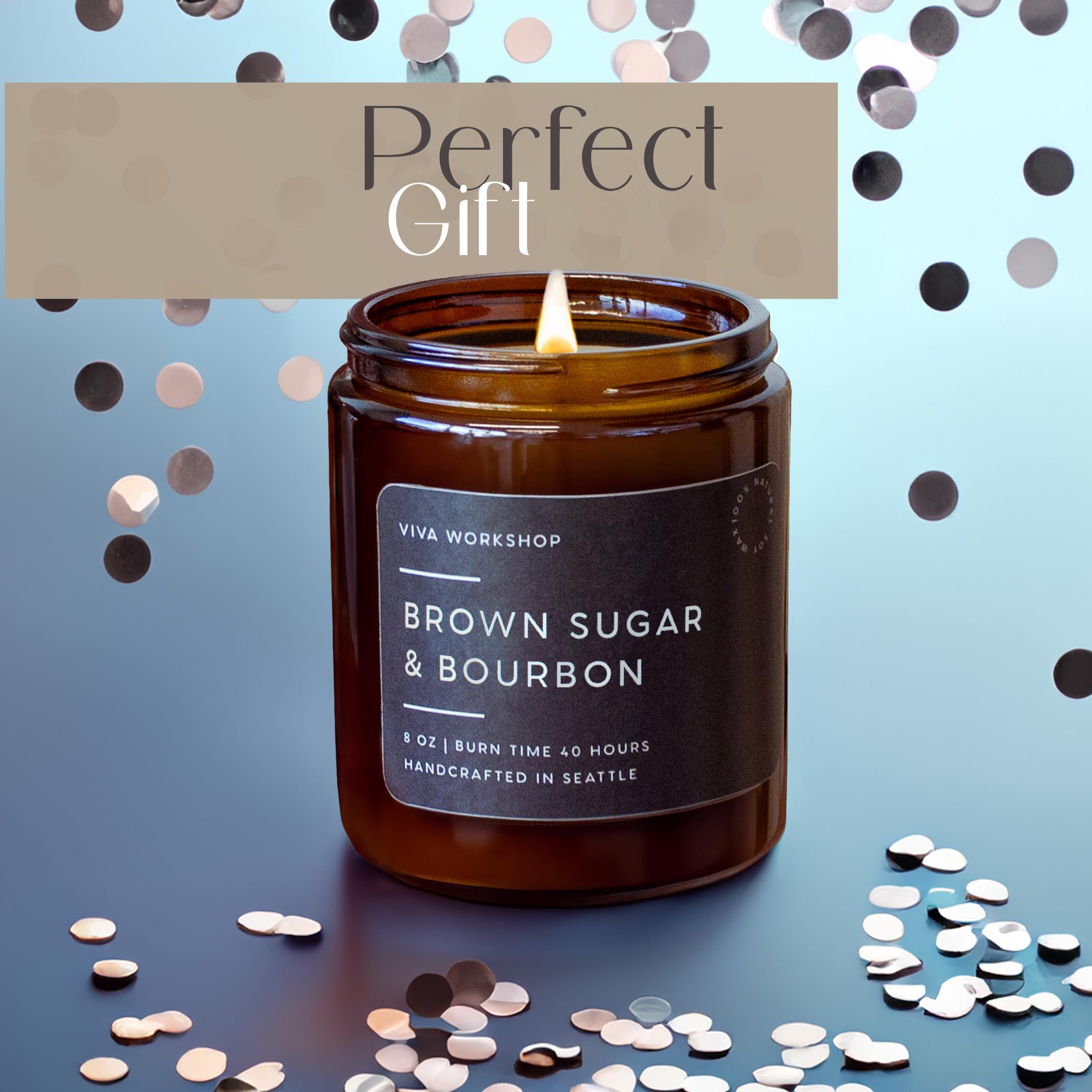 Large 3x3x3.5 inch candle Brown Sugar & Bourbon