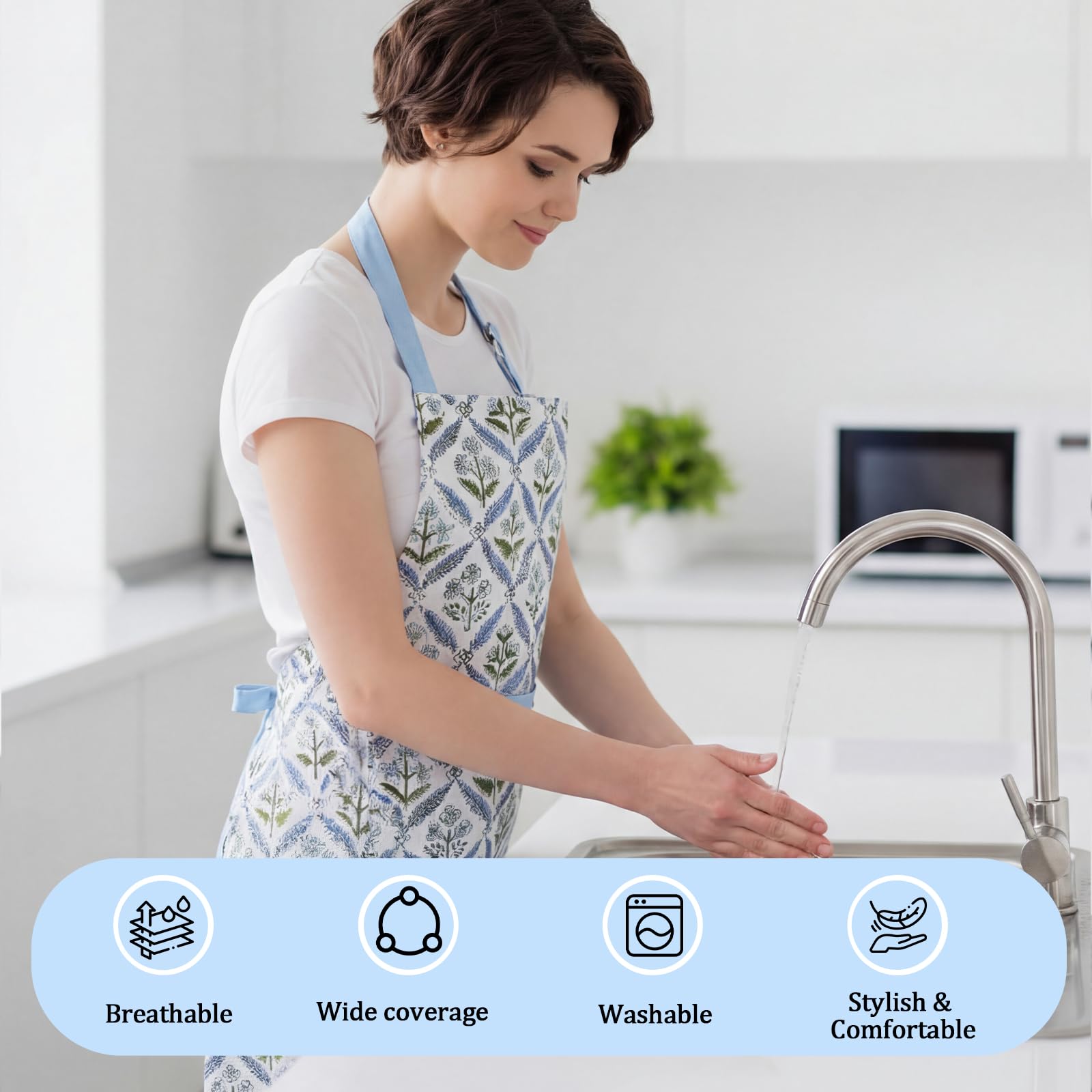 Machine washable cotton apron easy care