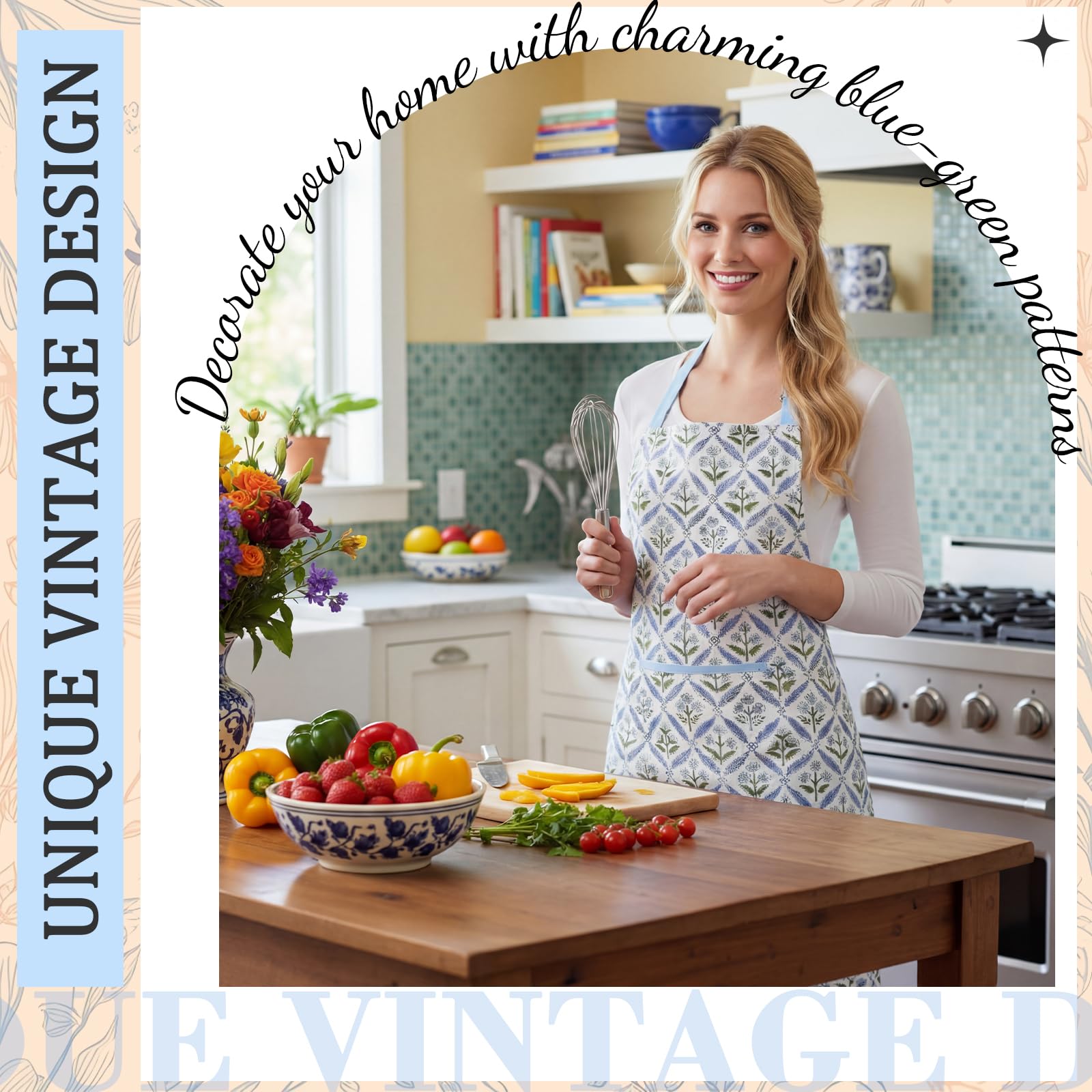 Cotwinter floral kitchen apron for home cooks and gardeners