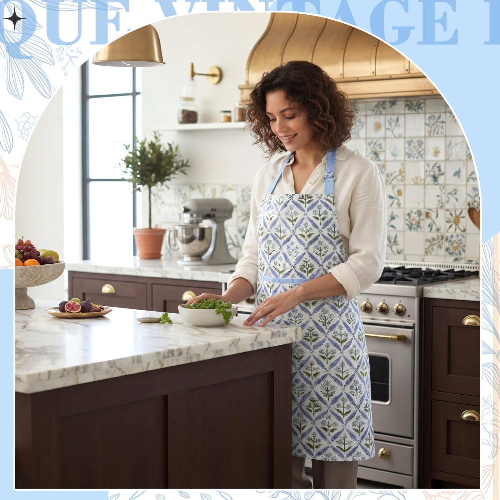 Cotwinter kitchen apron front pocket for papers phone