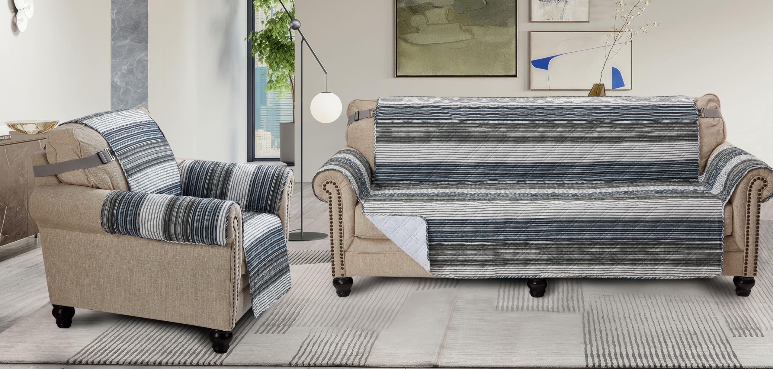 Couch loveseat slip cover with silicone paw backing