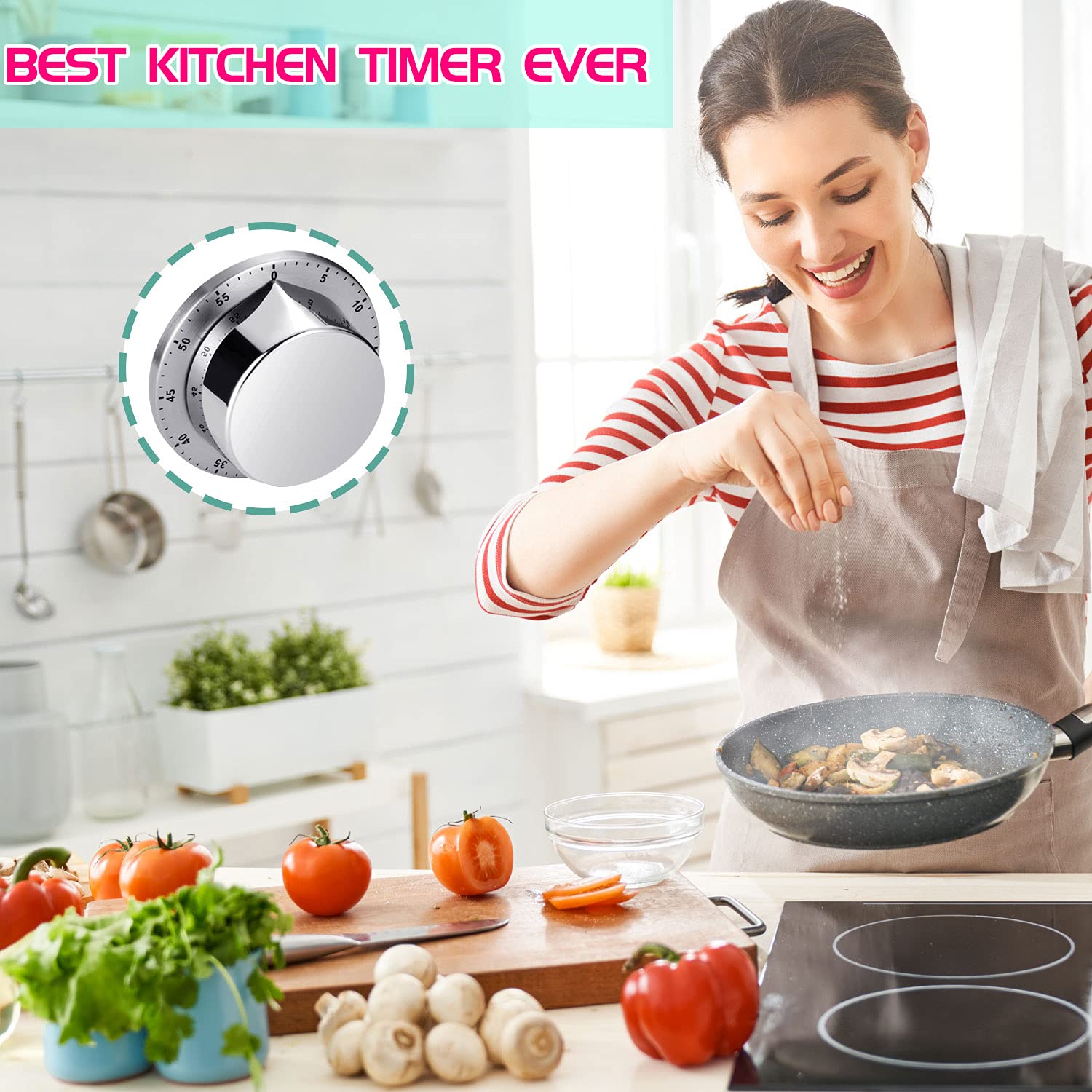 Durable stainless steel body kitchen timer